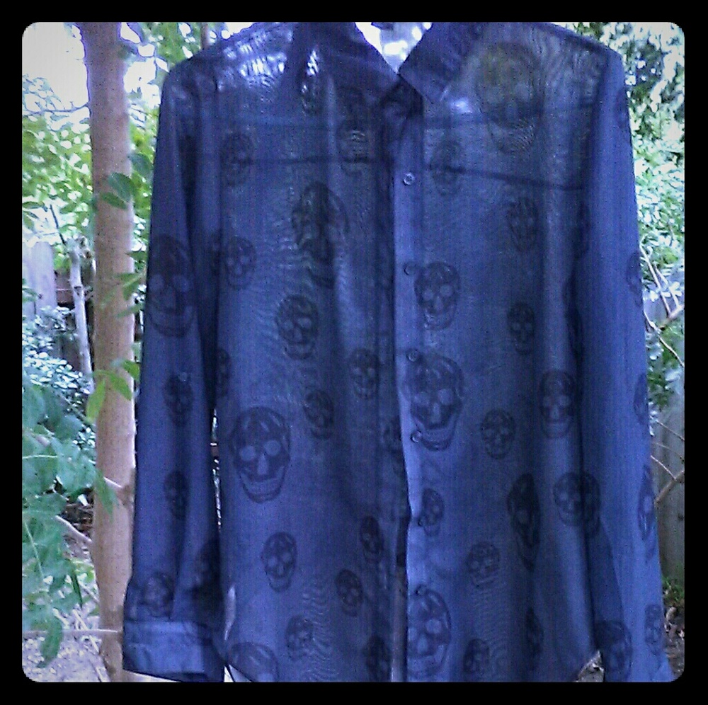 Lime blue skull blouse